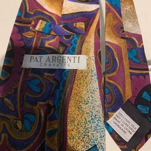 Pat‎ Argenti Vintage Silk Tie Cravatte Handmade Abstract Colorful 54” x 3-1/2” - Picture 3 of 8